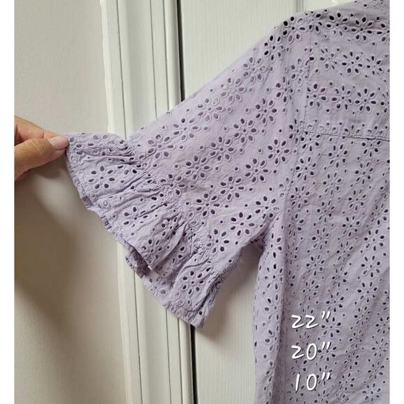 madewell Eyelet Village Ruffle-Sleeve Shirt XS - Picture 4 of 8